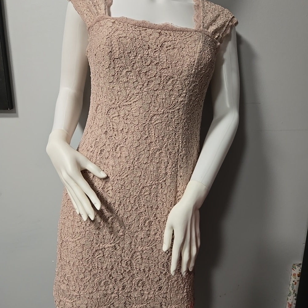 Adrianna Papell Pink Sheath Mini Dress Square Neck